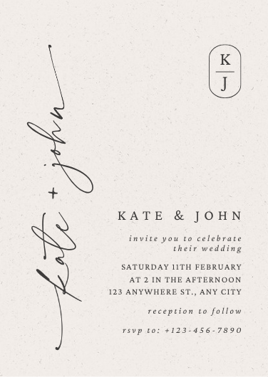 Beige Aesthetic Elegant Calligraphy Wedding Invitation Template