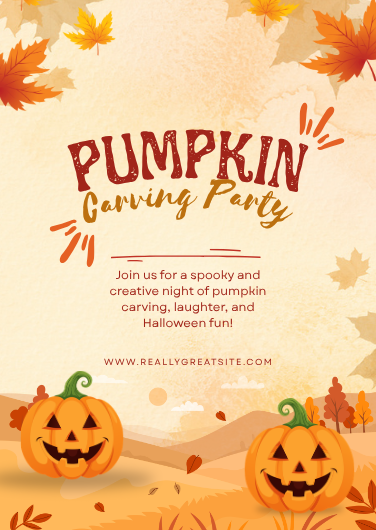 Orange and Yellow Pumpkin Carving Party Invitation