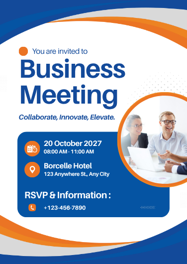 Blue and Orange Corporate Event Invitation Design