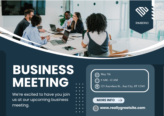 Modern Dark Blue Business Meeting Invitation Design