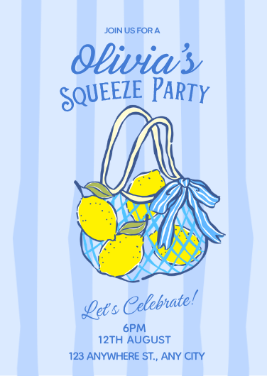 Illustrated Lemon Squeeze Party Invitation Template