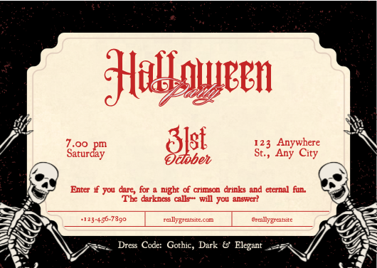 Black and Red Grunge Horror Halloween Party Invitation