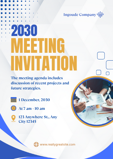 Blue and Yellow Modern Company Meeting Invitation Template