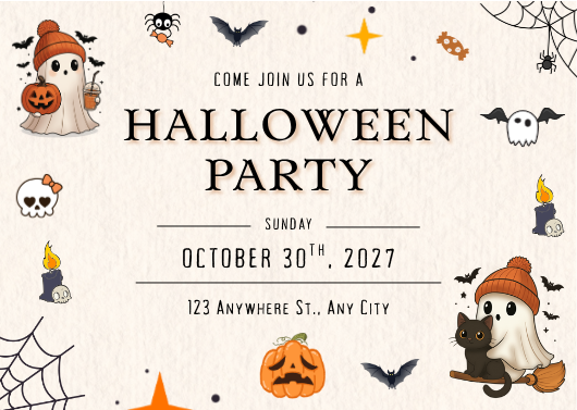 Cute Illustrated Halloween Party Invitation Template