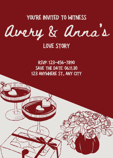 Red Retro Illustrative Save the Date Invitation Template