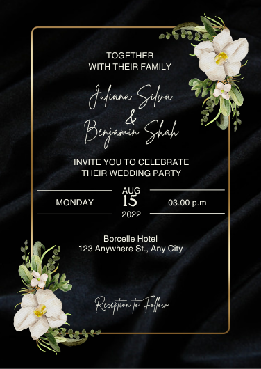 Black Luxury Wedding Invitation Template