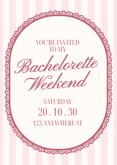 Elegant Pink and White Bachelorette Weekend Invitation