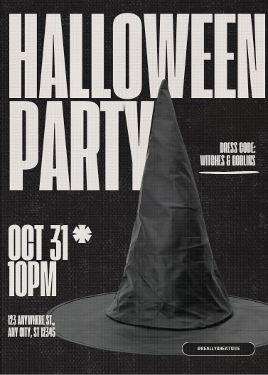 Black and White Typographic Halloween Party Invite