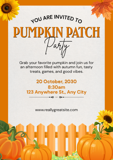 Autumn Pumpkin Patch Party Invitation Template