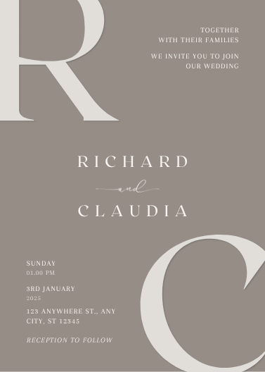 Beige and Brown Minimalist Wedding Invitation Template