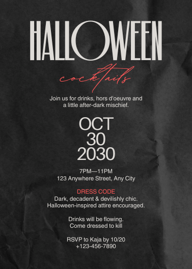 Elegant Black & Red Halloween Party Invitation