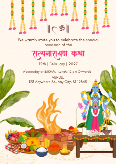 Traditional Satyanarayan Katha Invitation Template