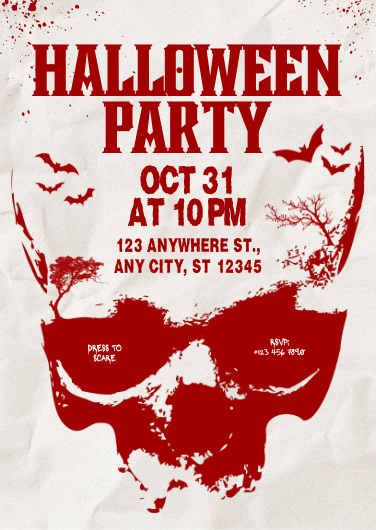 Horror Skull Halloween Party Invitation Template