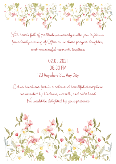 Elegant Pink and Green Floral Iftar Invitation Template
