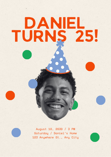 Minimalist Polka Dot Photo Birthday Poster Design
