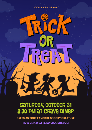 Retro Trick or Treat Poster Invitation Template