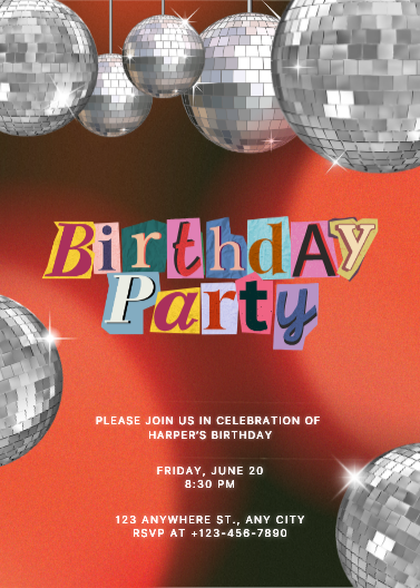 Gradient Film Effect Retro Collage Birthday Invitation