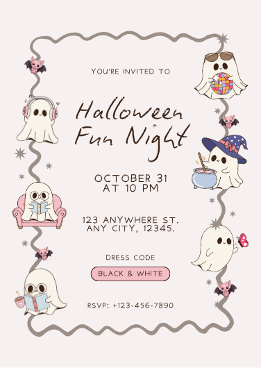Cute & Playful Halloween Fun Night Invitation Template