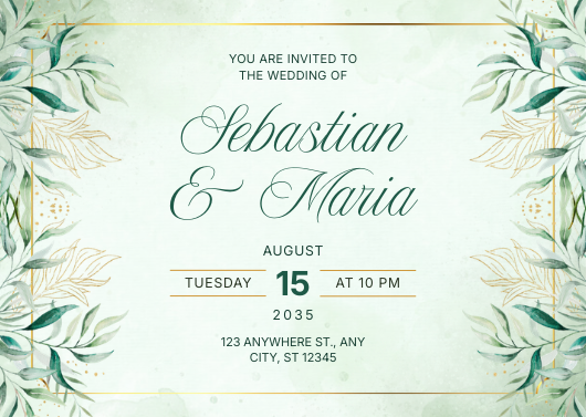 Elegant Mint Green Botanical Wedding Invitation