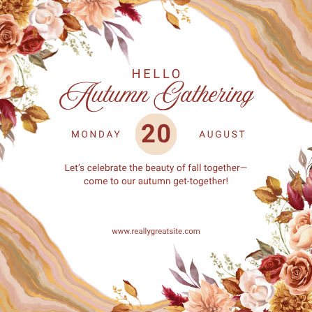 Beautiful Floral Autumn Gathering Invitation Design