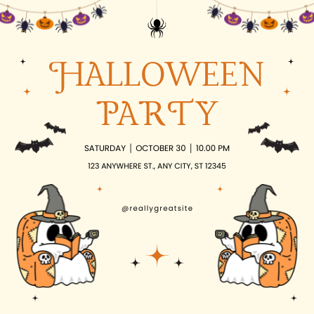 Orange and Black Playful Halloween Party Invitation