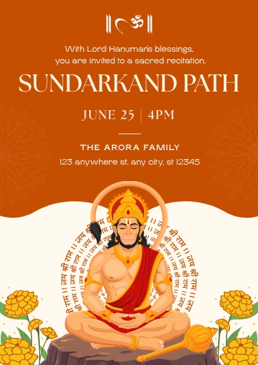 Orange and Yellow Sundarkand Path Invitation Design