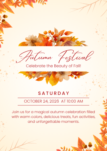 Orange and Gold Autumn Festival Invitation Template