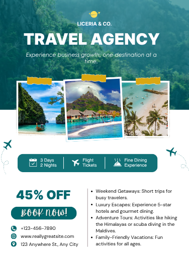 Green and Blue Modern Travel Agency Invitation