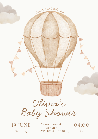 Brown and Beige Illustrated Baby Shower Invitation
