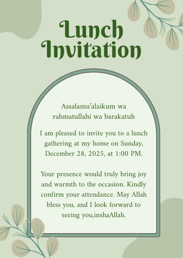 Green Floral Modern Lunch Invitation Template