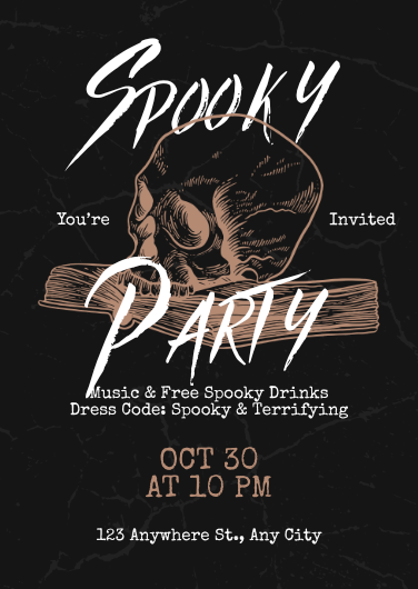 Spooky Black and Brown Halloween Party Invitation