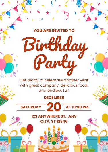 Colorful and Playful Birthday Party Invitation Design