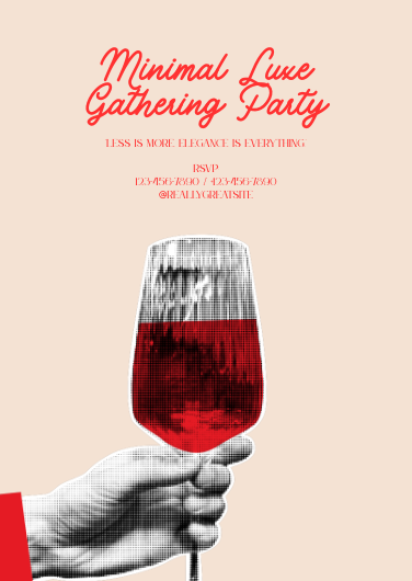 Minimal Luxe Beige and Red Party Invitation Template