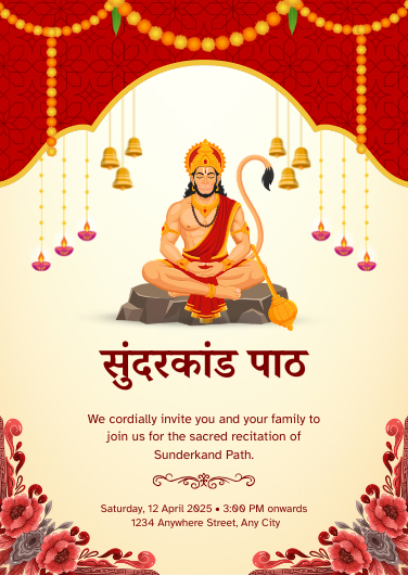 Red and Gold Traditional Sunderkand Path Invitation