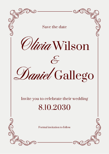 Elegant Burgundy Save the Date Invitation Template