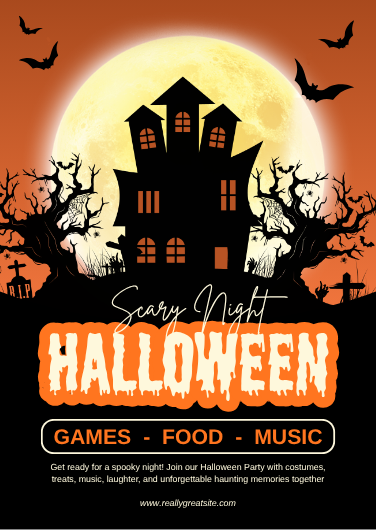 Spooky Haunted House Halloween Party Invitation Template