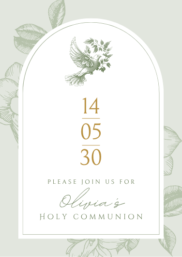 Sage Elegant Minimalist Holy Communion Invitation