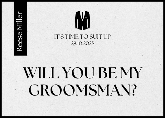 Minimalist Black and White Groomsman Proposal Card