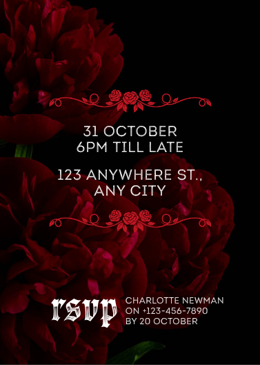 Black & Red Gothic Skull Halloween Party Invitation