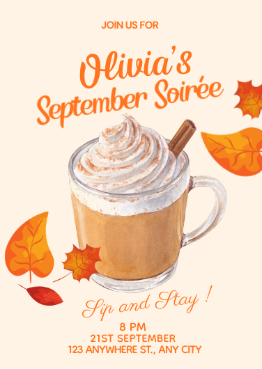 Customizable Fall Coffee Party Invitation Template