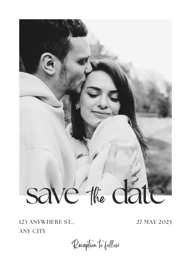 Black and White Minimalist Save The Date Invitation Template