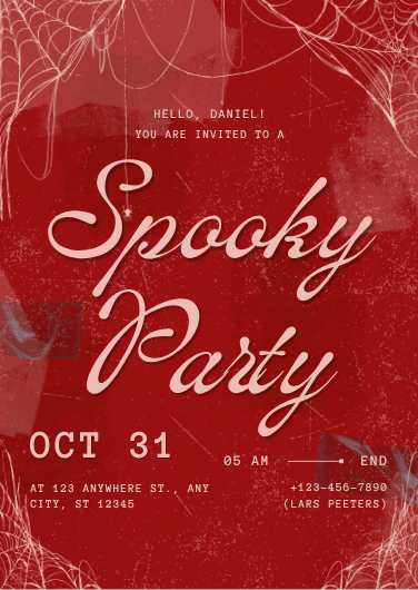 Red Retro Spooky Halloween Party Invitation Template