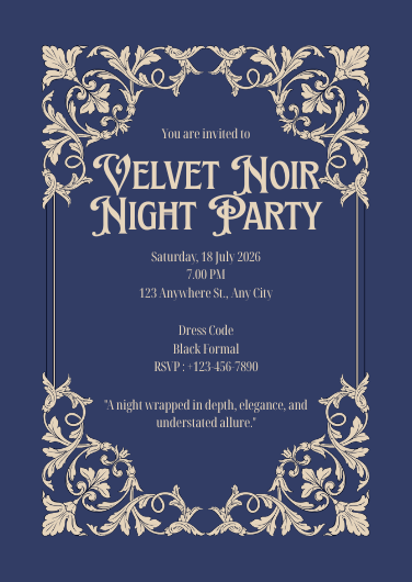Vintage Blue and White Elegant Party Invitation Template