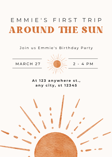 Retro Trendy First Trip Around the Sun Birthday Invitation