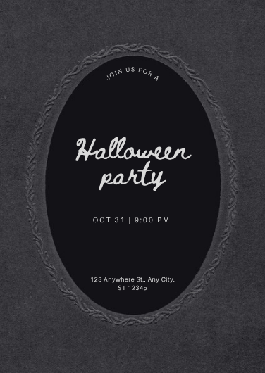 Black and White Minimalist Halloween Party Invitation