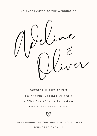 Black and Ivory Simple Religious Wedding Invitation Template