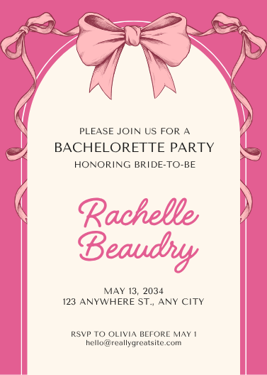 Pink Coquette Bow Bachelorette Party Invitation