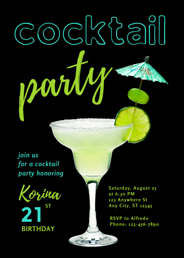 Modern Cocktail Birthday Party Invitation Template