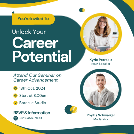 Green and Yellow Career Seminar Invitation Template