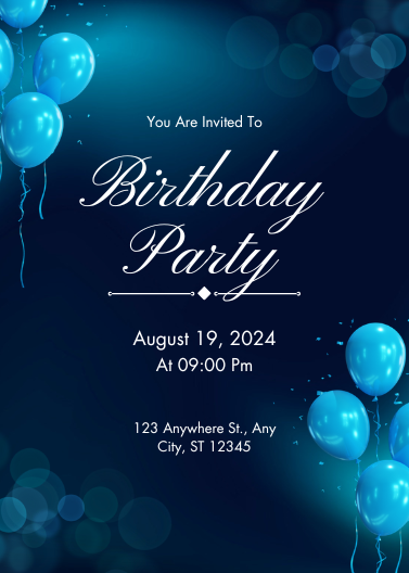 Dark Blue Birthday Party Invitation Template